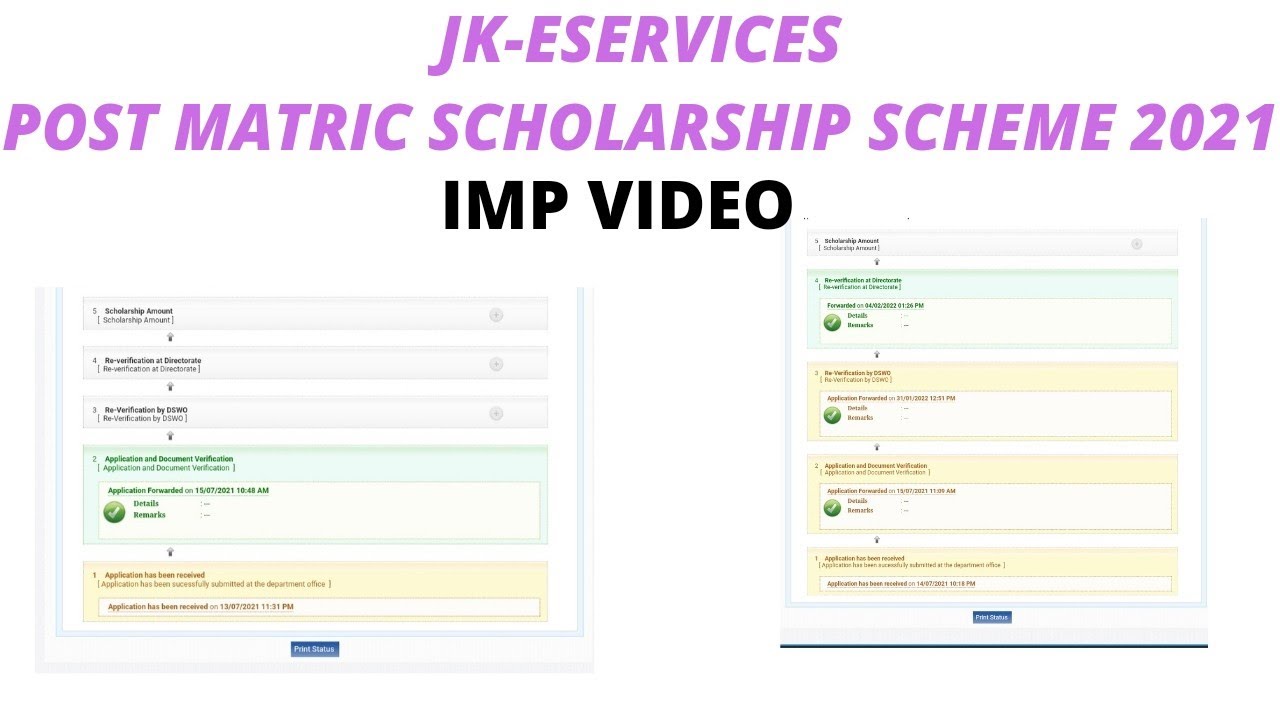 JK-ESERVICES Post matric scholarship scheme 2021 - Important video ----