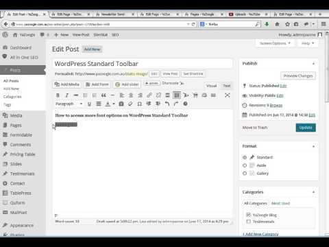Access more font options -  standard WordPress Tool Bar