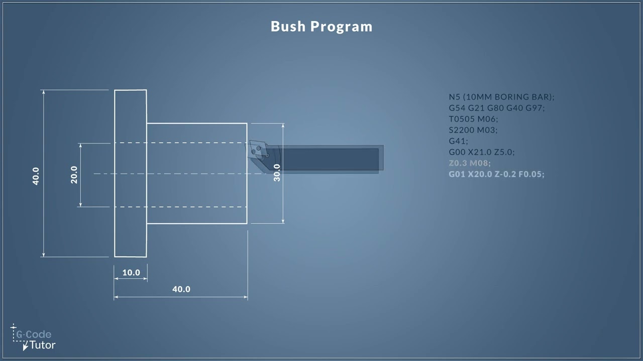 Let's write G-Code - Programming a CNC Lathe to make a bush - part 5. Finish boring sequence.