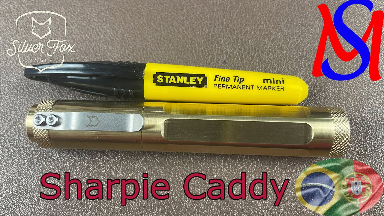 Sharpie Caddy em Latão - Cápsula EDC para Sharpie Mini da Silver Fox Tools