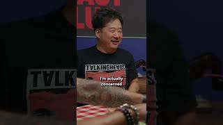 Guy Fieri feeds Bobby Lee and Andrew Santino the *@BadFriends Pizza*