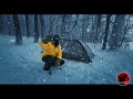 A Winter Storm Attacks - Solo Camping in Deep Snow - Adventure