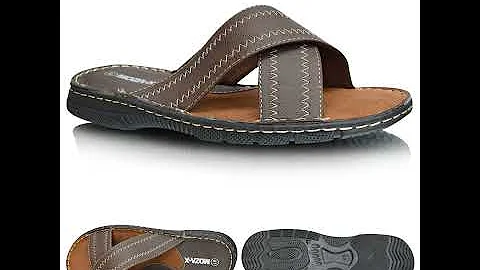 Mens Leather Open Toe Slip On Summer Sandals Flip Flop Beach Mules Shoes Size UK