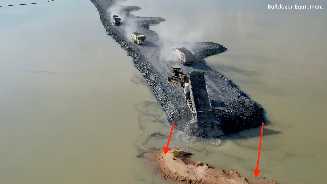 Water Transporting Rocks NewProject Activities of 25Ton Trucks transporting to build a port With ...