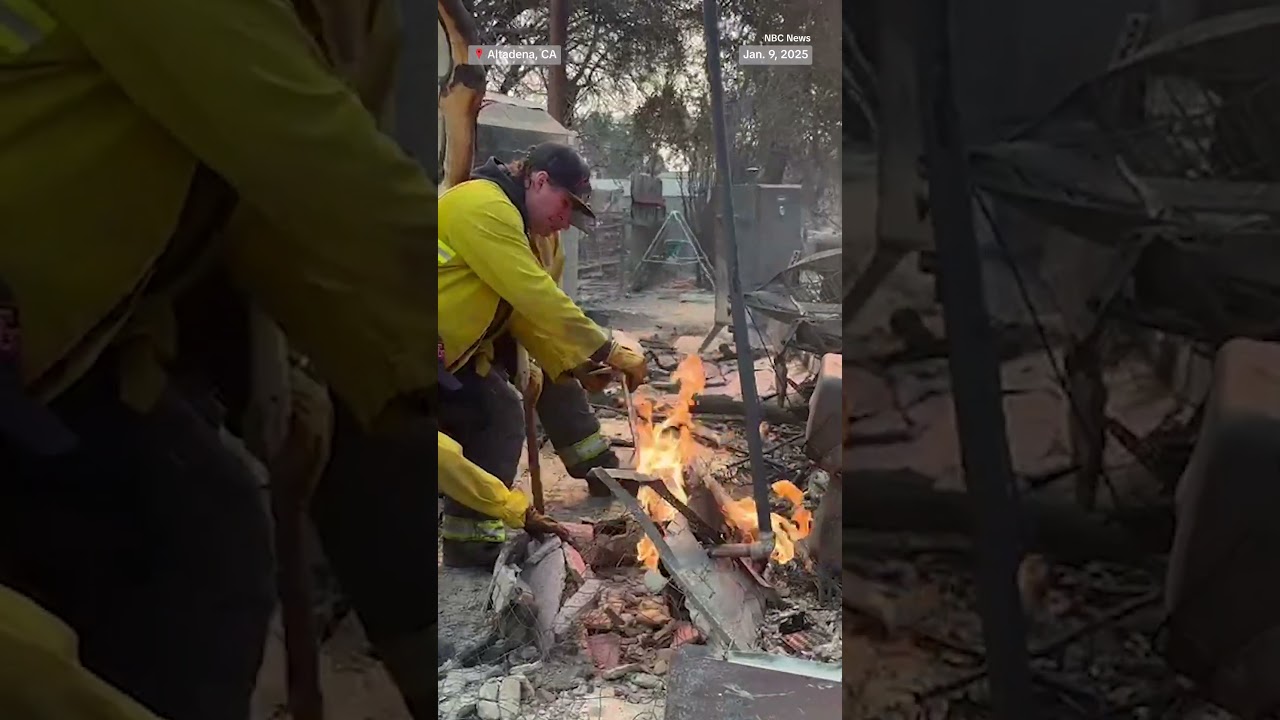 Firefighters go home to home shutting off open power lines Firefighters go home to home shutting off open power lines