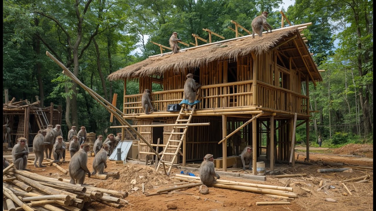 These incredibly skillful monkeys built a bamboo hut in the canopy of the world's tallest forest