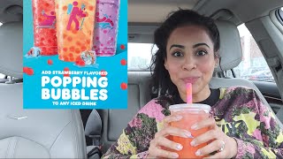 جربت مشروب دانكن الجديد بكرات الفراوله - دردشة | TRYING DUNKINS NEW POPPING BUBBLES DRINK