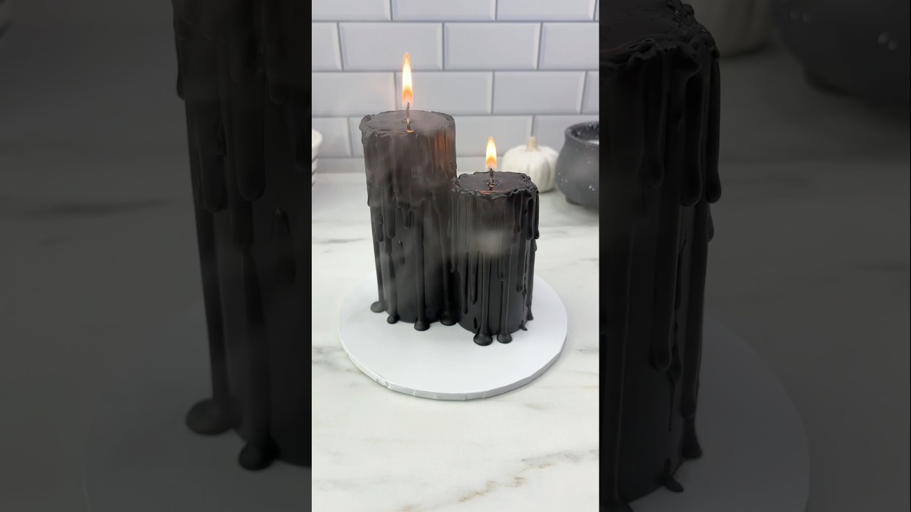 Black Candle Cakes 🕯️🖤 They look like candles… but they’re actually cake 😏🧁 #Halloween #Cupcakes