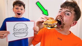 Whatever You Draw, I'll Eat Challenge w/LITTLE BROTHER!!