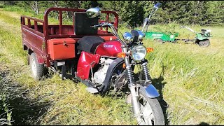 Трицикл Racer и Мотоблок "Варяг" на сенокосе