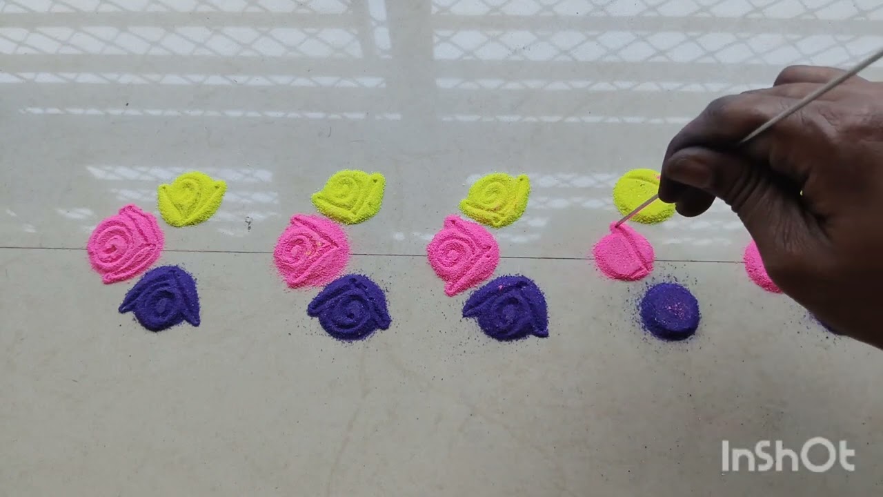 Easy and simple flower rangoli design