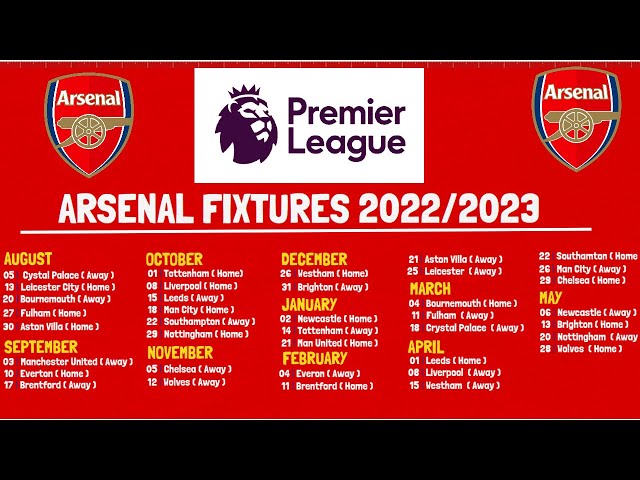 Arsenal 2022-23 Premier League fixtures, schedule released - The Short Fuse