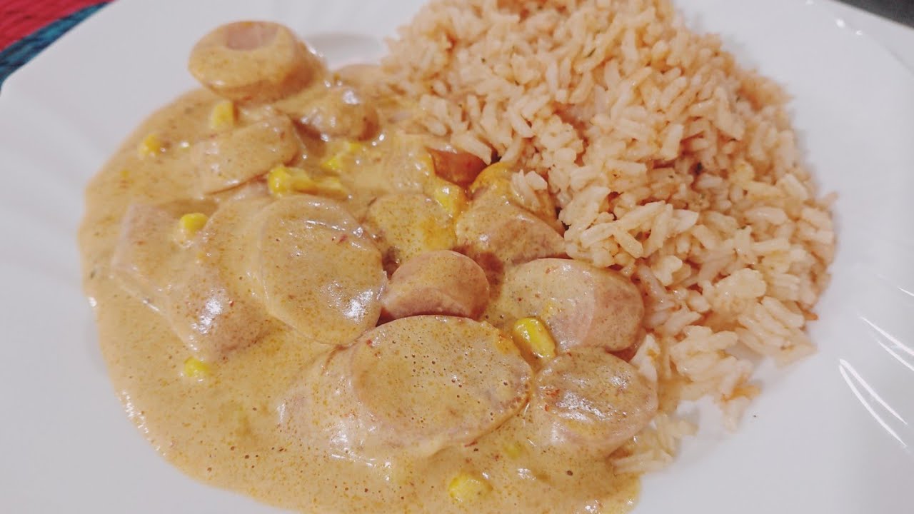 Salchichas en crema con chipotle / platillo económico 