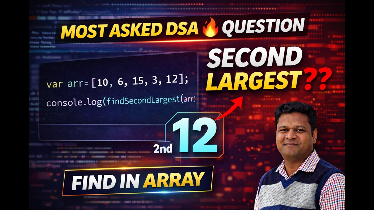 Find Second Largest Number in Array | DSA Question in Hindi - YouTube