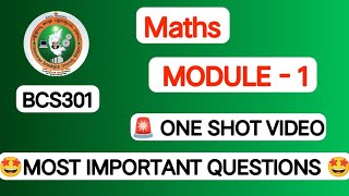 VTU | 3rd Sem | Maths | BCS301 | Module 1 | Most Important Questions | One Shot Video | PYQ | MQP 🚨