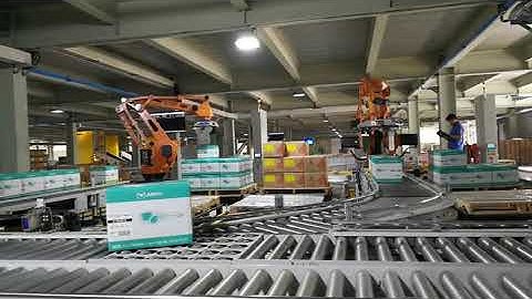 STEP Palletizing robot building material feeding and palletizing working station