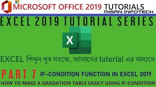 Excel 2019 Tutorial Series:Part 7- Gradation table using If-Condition Function | Excel শিখুন বাংলাতে