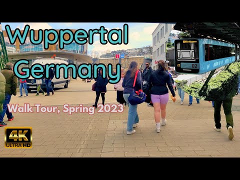 Wuppertal, Germany, NRW | Beautiful City | Walk Tour | Spring 2023 | Suspension railway | 4K 60fps