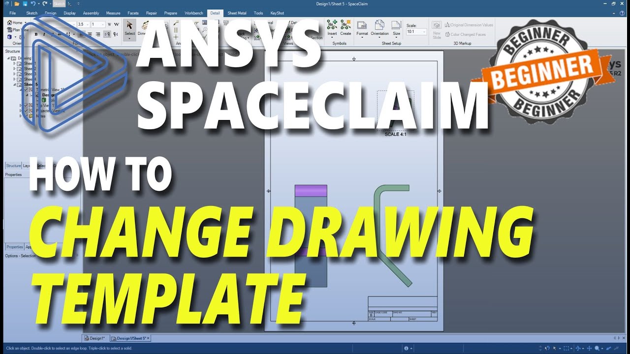 Ansys Spaceclaim How To Change Drawing Template - YouTube