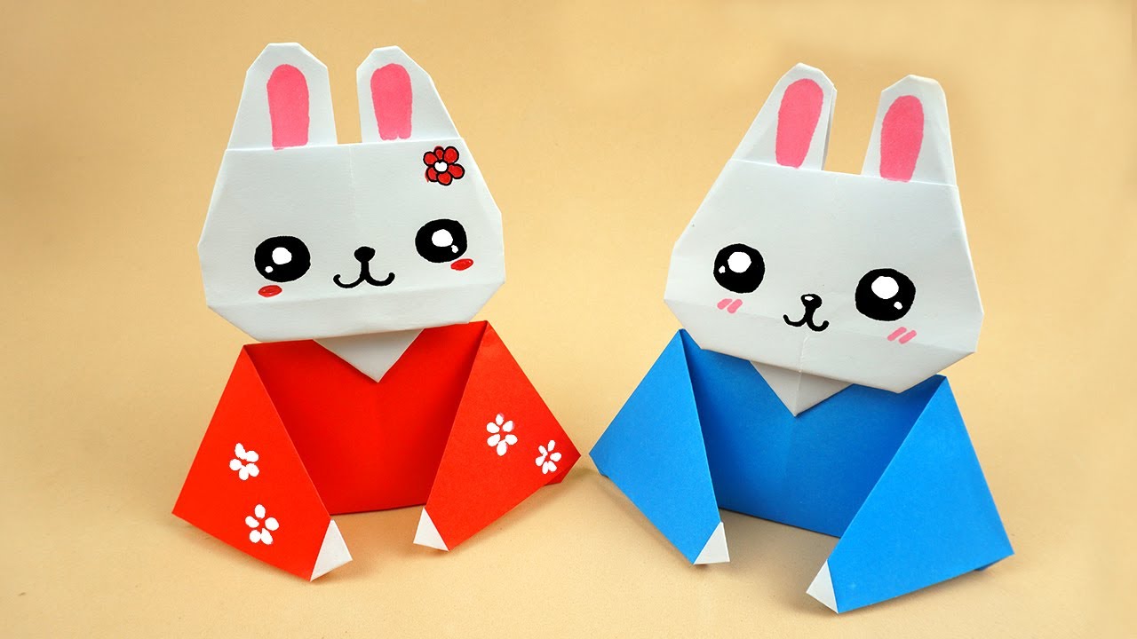 お正月 折り紙 】かわいい干支うさぎ折り紙 ☆ 正月 飾り 手作り