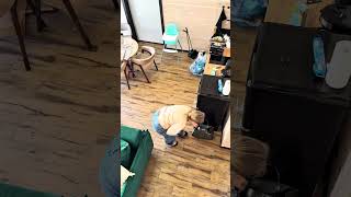 The cute baby threw away her baby b...