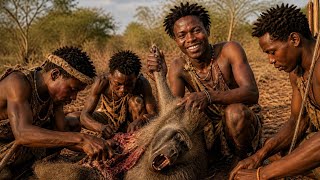 AFRICAN HADZABE TRIBE BABOON HUNTING | HUNTER GATHERER LIFE | JUNGLE SURVIVAL