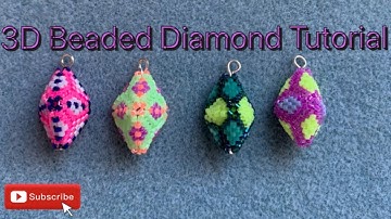 3D Beaded Diamond, Peyote stitch tutorial