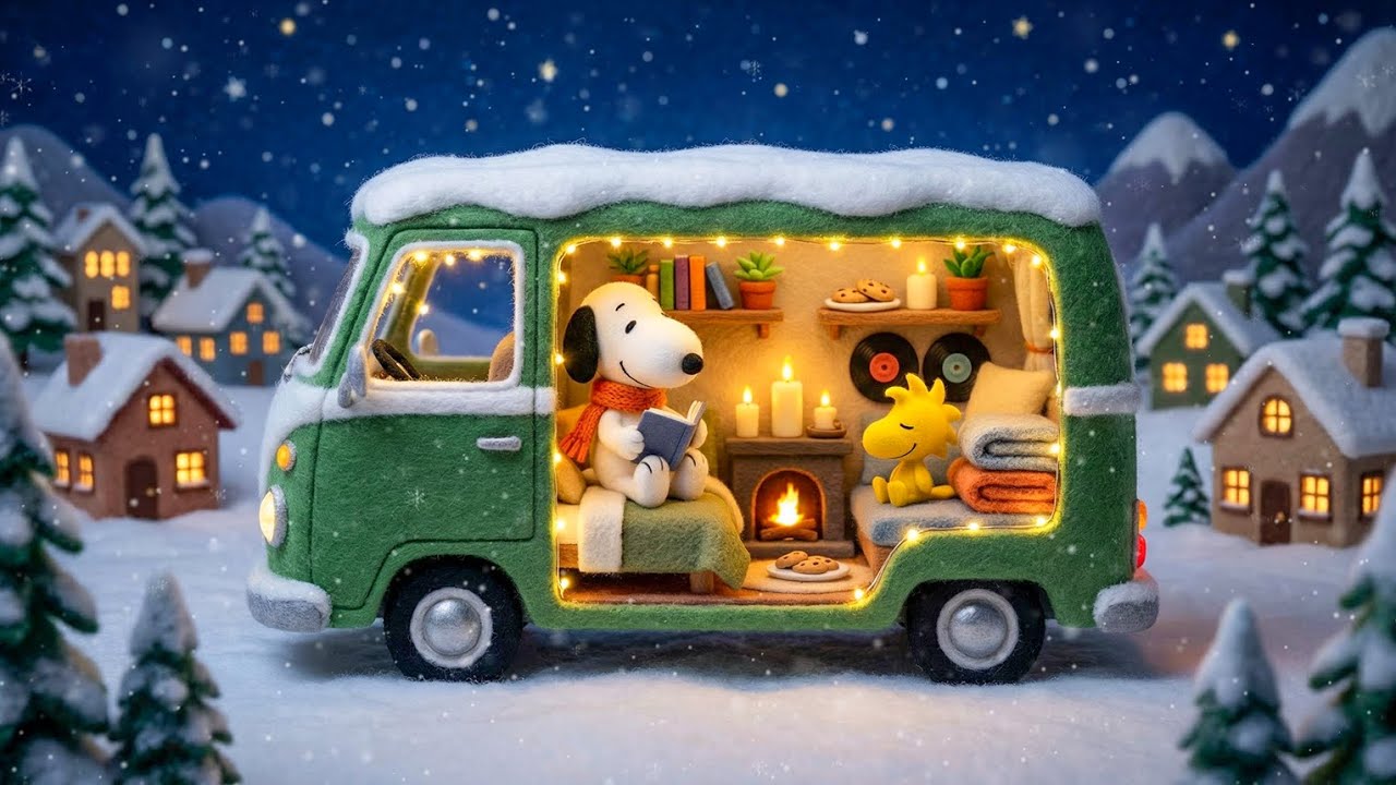 Snoopy’s Peaceful Winter Evening ❄️ Cozy Lo-Fi Jazz for Study, Focus & Relax