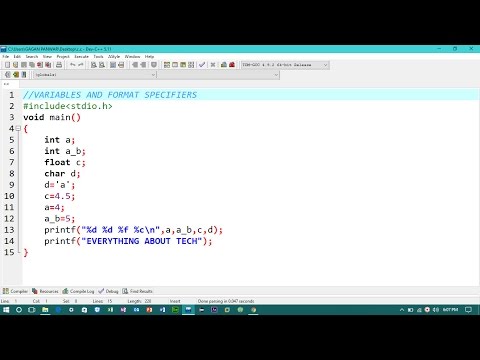C PROGRAMMING TUTORIAL #04 - Variables and Format specifiers (HINDI)