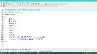 C PROGRAMMING TUTORIAL #04 - Variables and Format specifiers (HINDI)