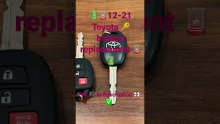 2012-2021 toyota, scion remote head-key battery replacement (camry, corolla, rav4, yaris, highlander