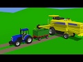 Tractor and combine harvester harvesting a wheat field  cartoons and animations for children
