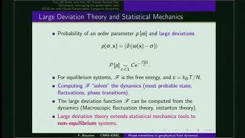 Prof. Freddy Bouchet | Phase transitions and large deviations in geophysical fluid dynamics