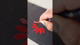 Easy red Flowers Acrylic Painting | Single stroke