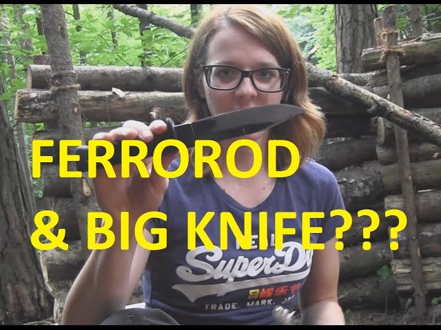 SURVIVAL LILLY Demonstrate HOW TO use a Ferrorod with a Big Knife