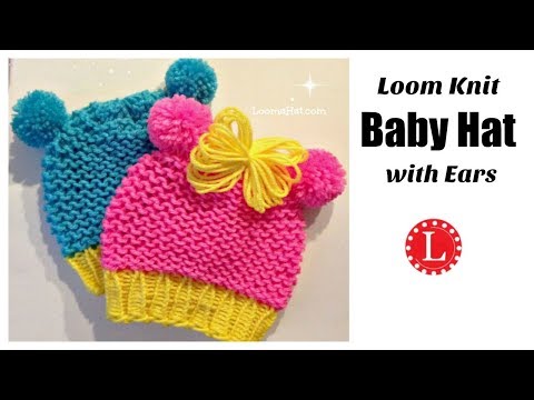 Loom Knit Baby Hat With Ears Round Loom Animal Ears