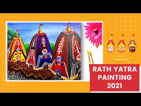 How to Draw Rath Yatra Drawing 2021 | Rath Yatra Painting of Puri | Beautiful Acrylic Painting