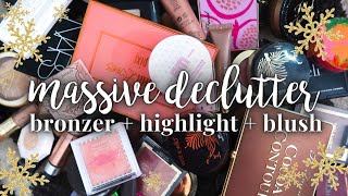 MASSIVE BLUSH BRONZER HIGHLIGHT DECLUTTER 2020 | THROWING AWAY A TON OF MAKEUP | queencarlene