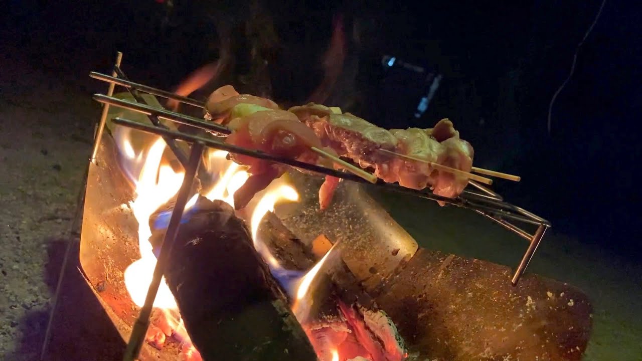 Outdoor cooking:Japanese food "Yakitori".