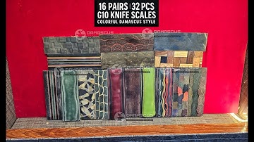 G10 Knife Handle Scales Lot - 16 Pairs (32pcs) Damascus Style for Custom Knife Making