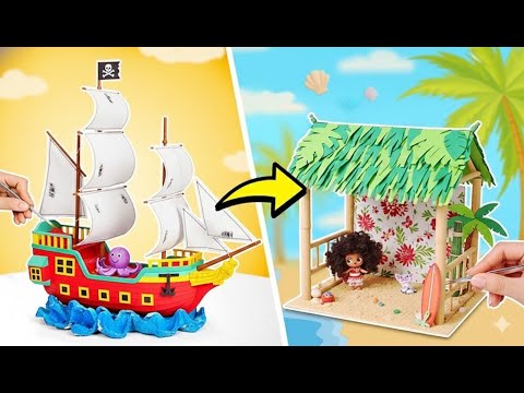 海賊船の棚&ドールハウス 🌴⚓ 南国DIY大冒険！ドールハウス・海賊船・ライト工作 🌊 - YouTube