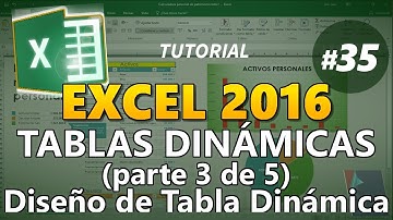 EXCEL 2016 _ Tutorial 35: TABLAS DINÁMICAS (Parte 3 de 5) Diseño de Tabla Dinámica