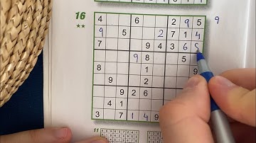 ASMR Solving an easy sudoku puzzle (counting, whispering, writing)