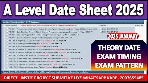 A Level Date Sheet Day Wise ऐसे देखे January 2025 Exam Date Sheet Theory Exam with Timing