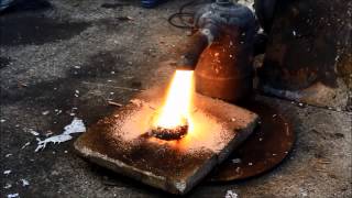 Melting copper and Aluminium scrapping with 300Kw  Waste oil burner
