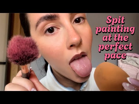 ASMR- Spit painting your makeup at a normal pace🎨 (not too fast or slow) 