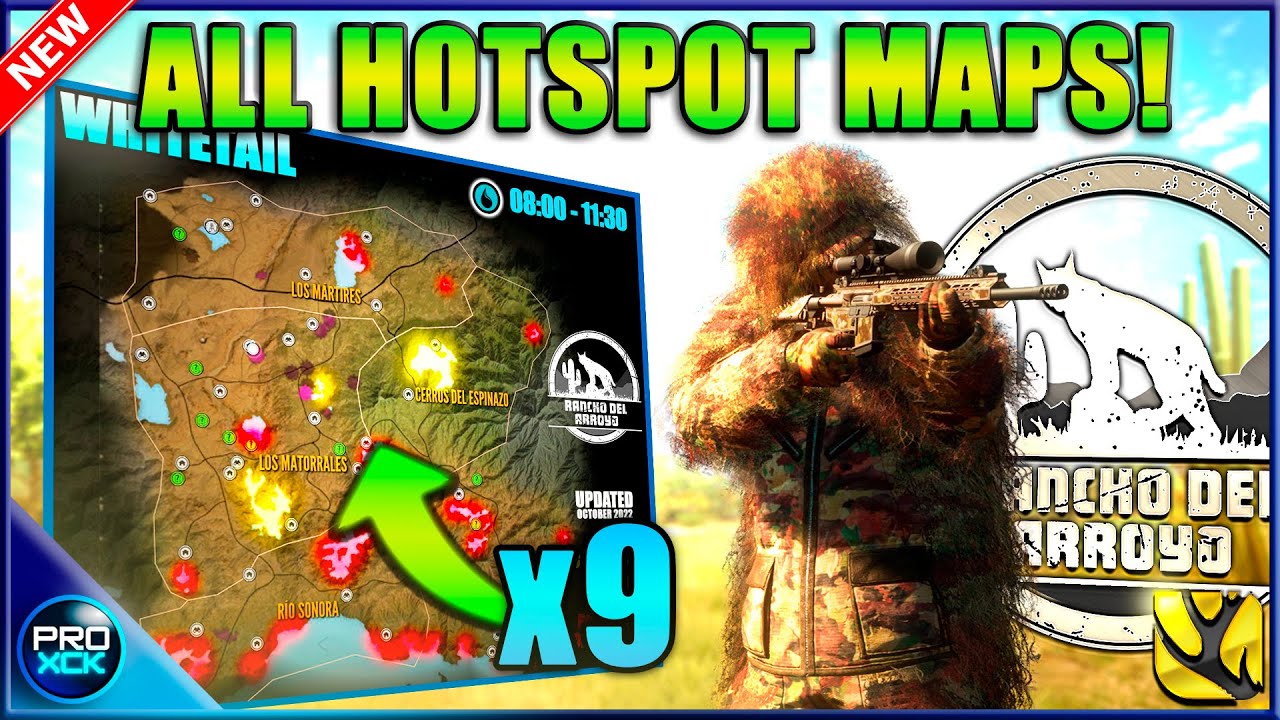 ALL 9 HOTSPOT MAPS!! Rancho del Arroyo Guide 2024 theHunter Call of