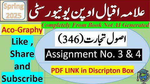 AIOU Code 346 Solved Assignment No.3 & 4 Spring 2025 || Subject: Principles Of Commerce || FA/I.Com