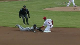 With Jose Tabata batting, Starling Marte steals (3) 2nd base.