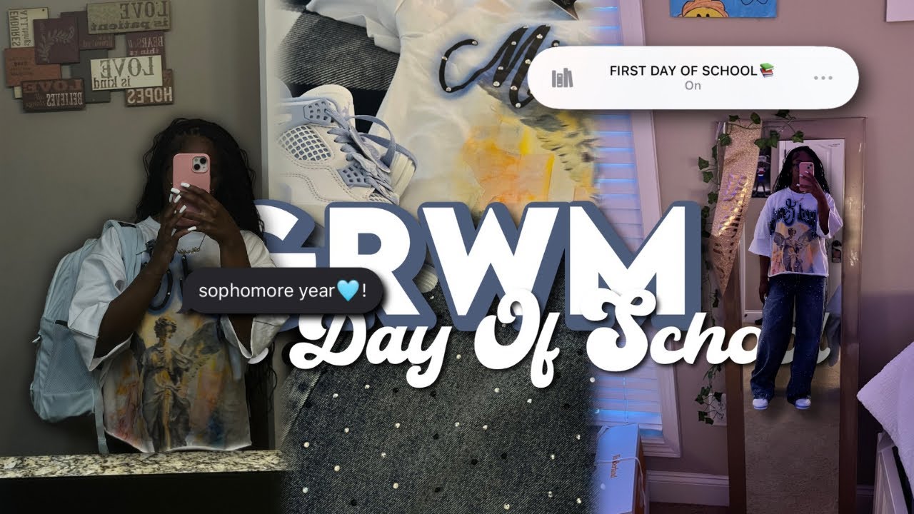 GRWM: FIRST DAY OF SCHOOL + MINI VLOG | sophomore year🩵